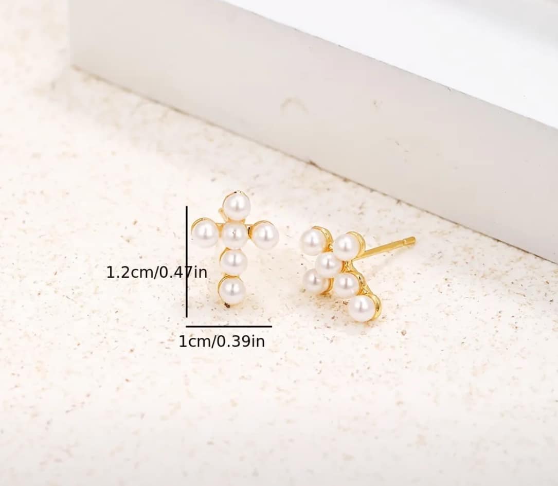 Pearl Cross Earrings