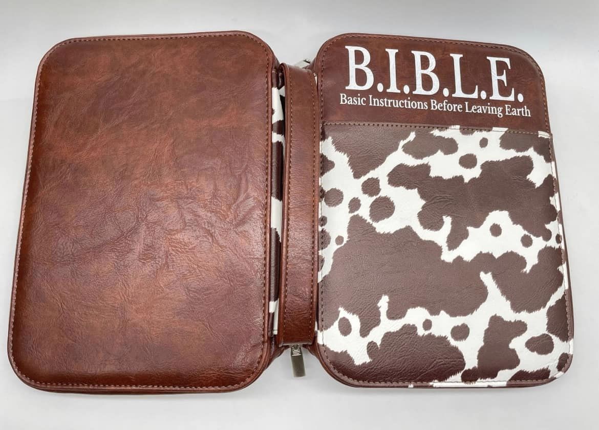 Cowprint Leather Bible Cover