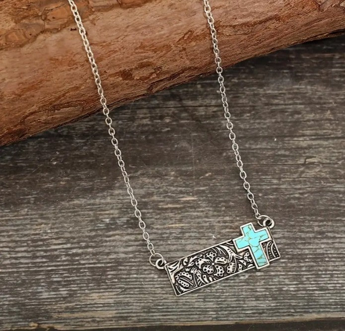 Turquoise Cross Necklacee