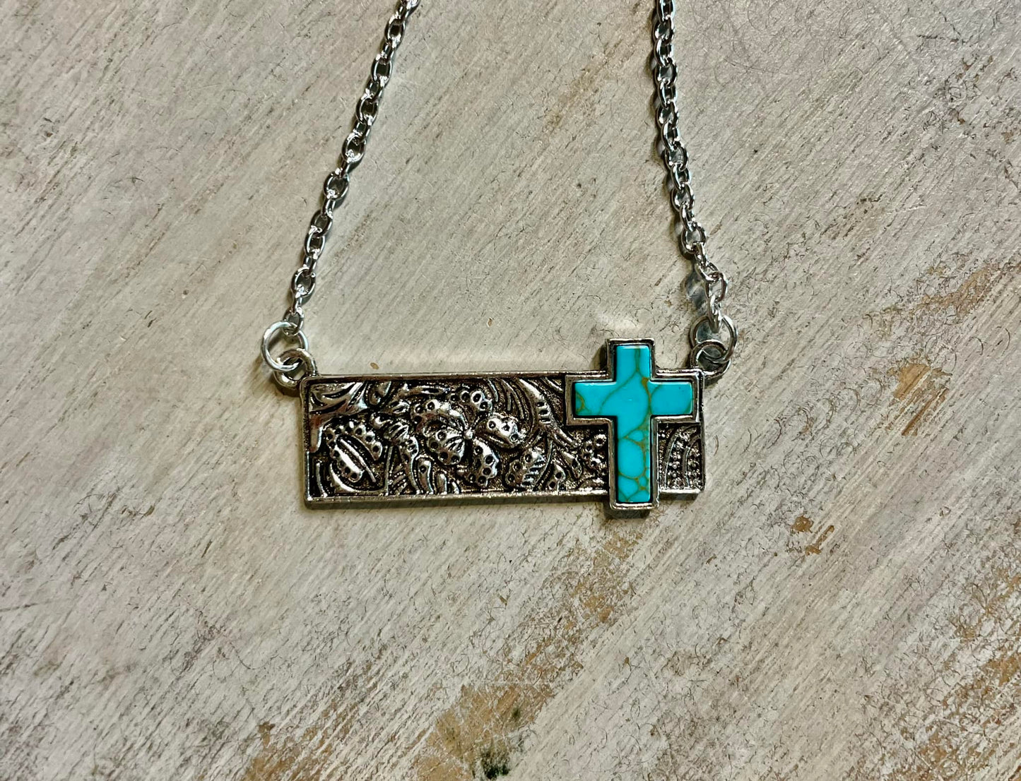Turquoise Cross Necklacee
