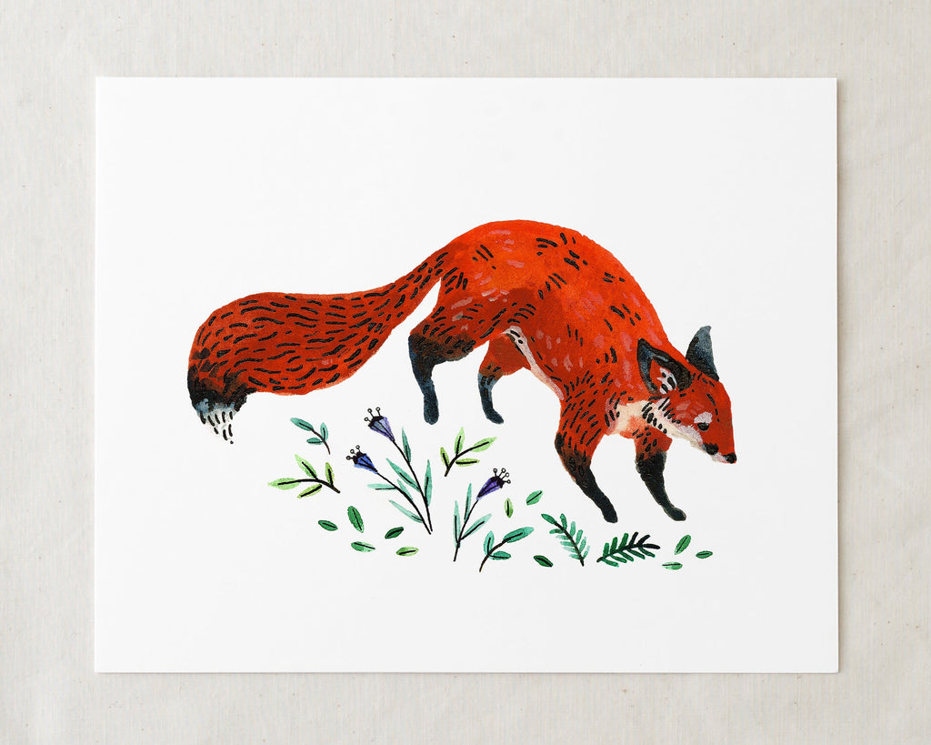 Fox + Flowers Art Print