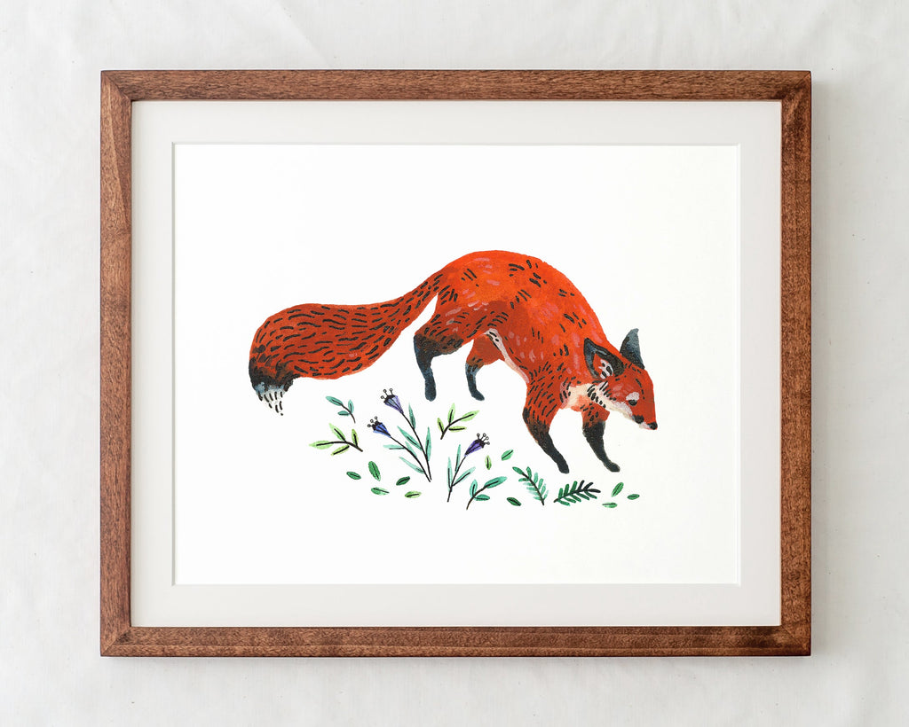 Fox + Flowers Art Print