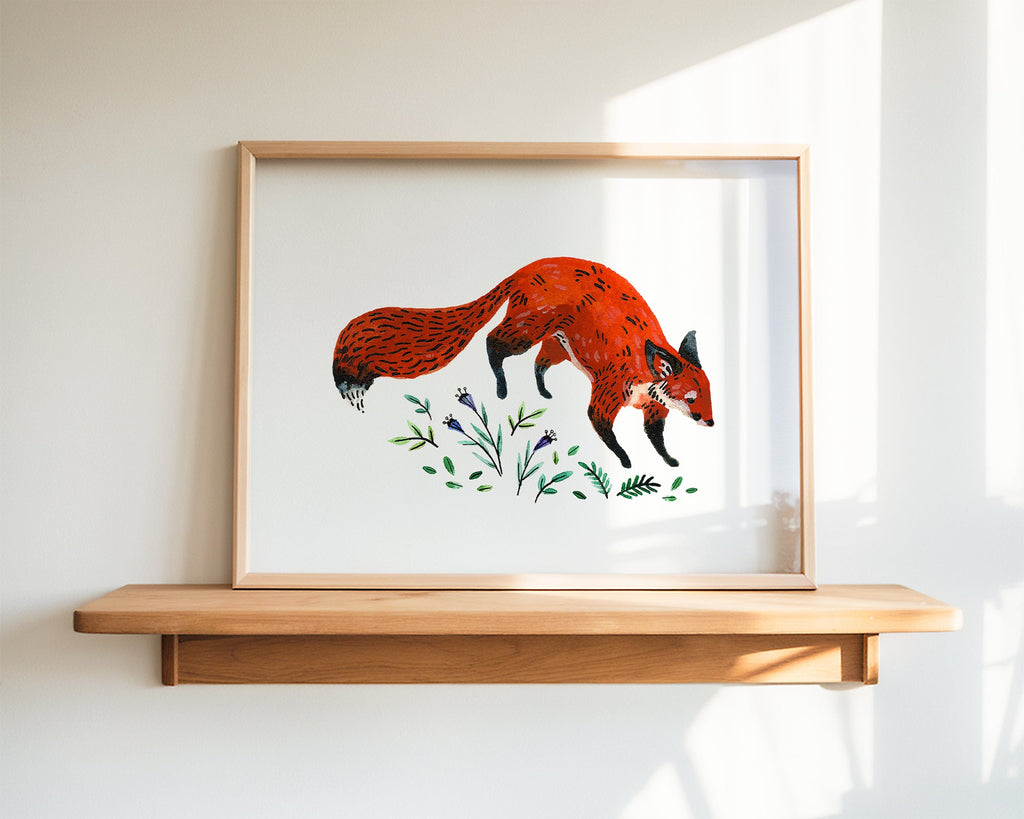 Fox + Flowers Art Print