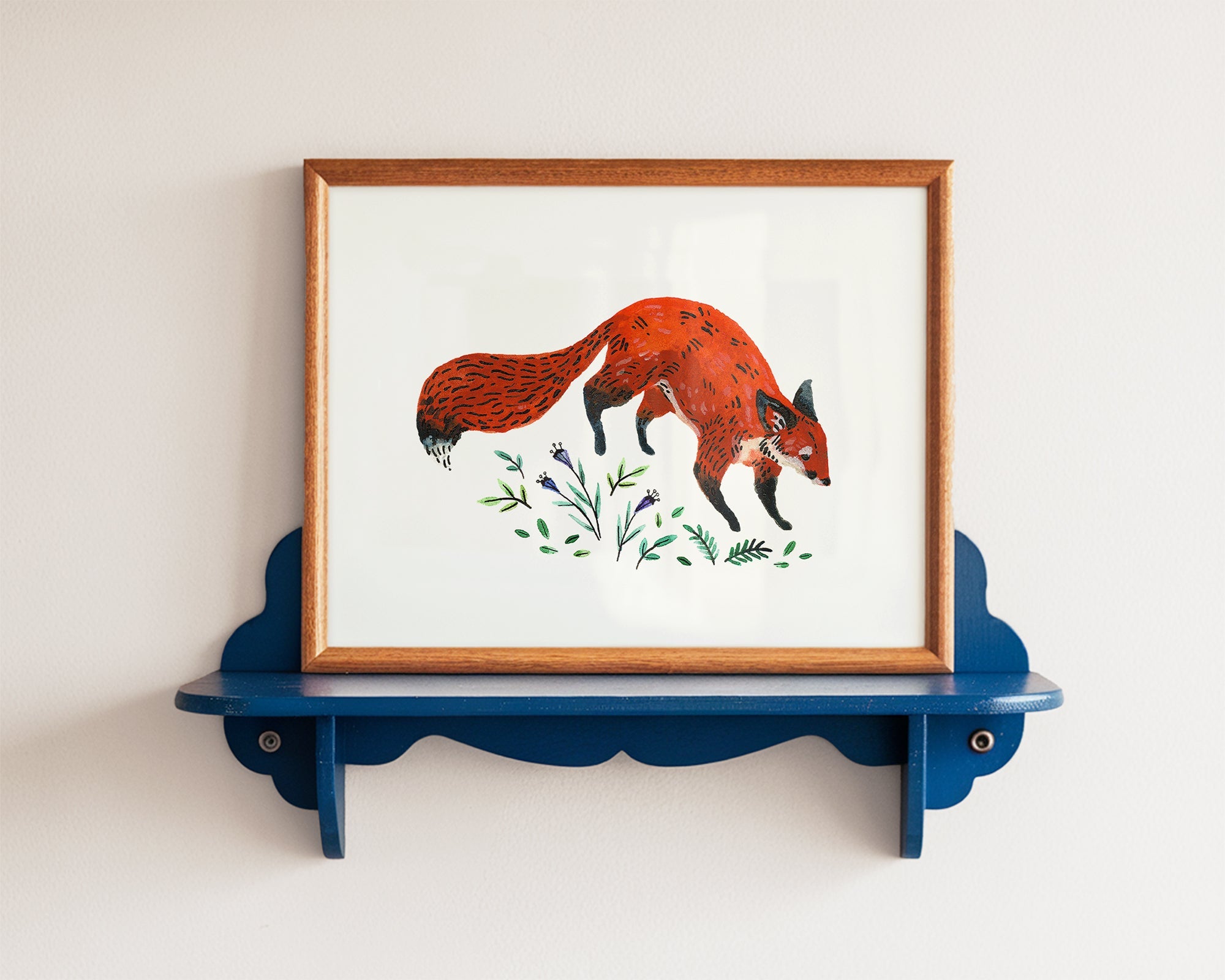 Fox + Flowers Art Print