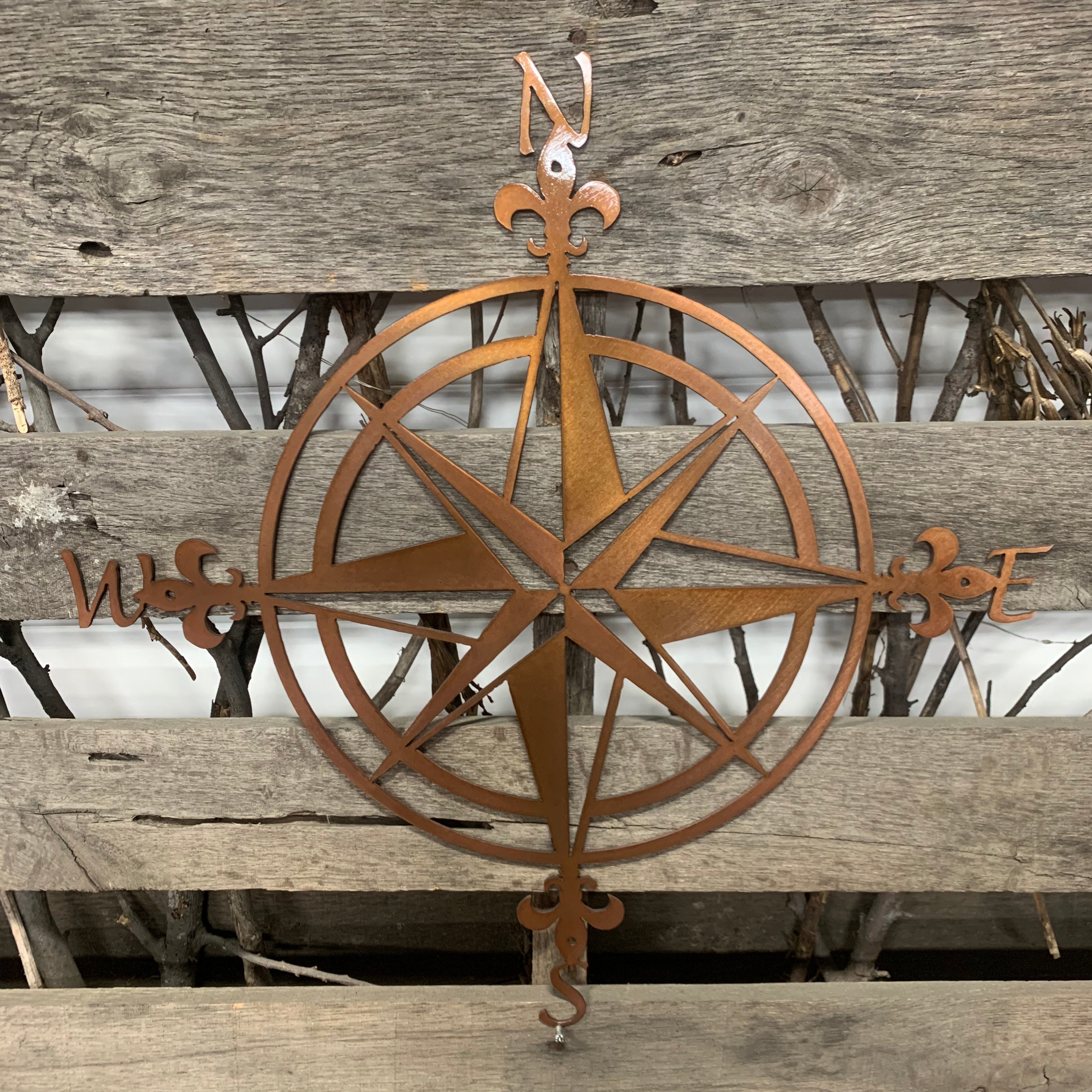 Vintage Nautical Compass Metal Wall Art