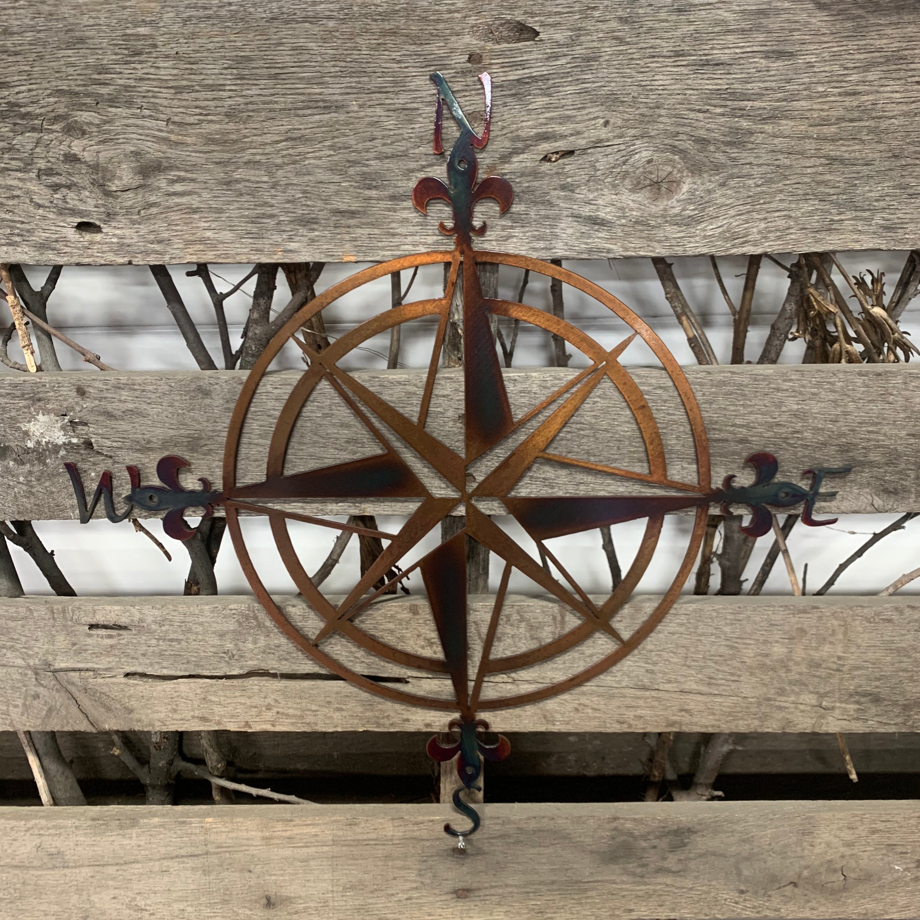 Vintage Nautical Compass Metal Wall Art