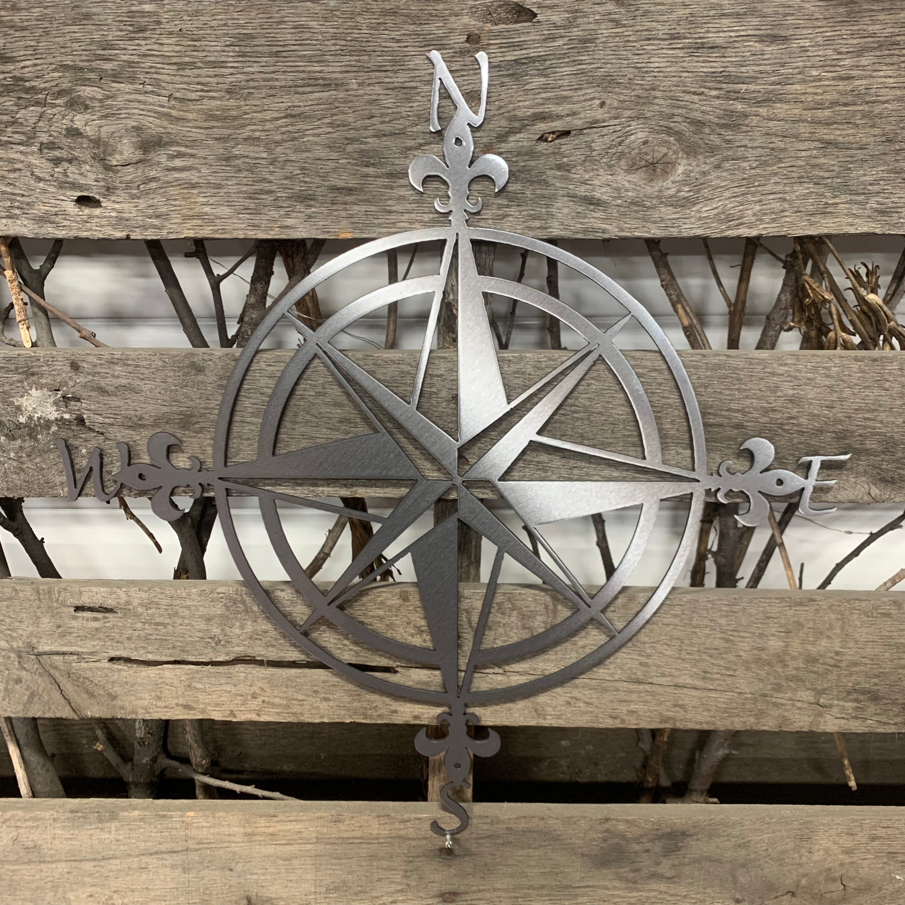 Vintage Nautical Compass Metal Wall Art