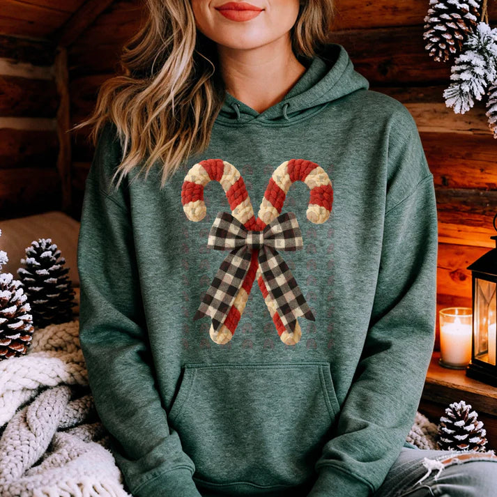 Candy Canes And Buffalo Check Bow