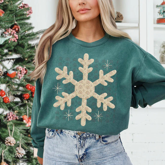 Cream Snowflake Faux Yarn