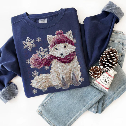 Artic Fox Faux Hand Painted Design