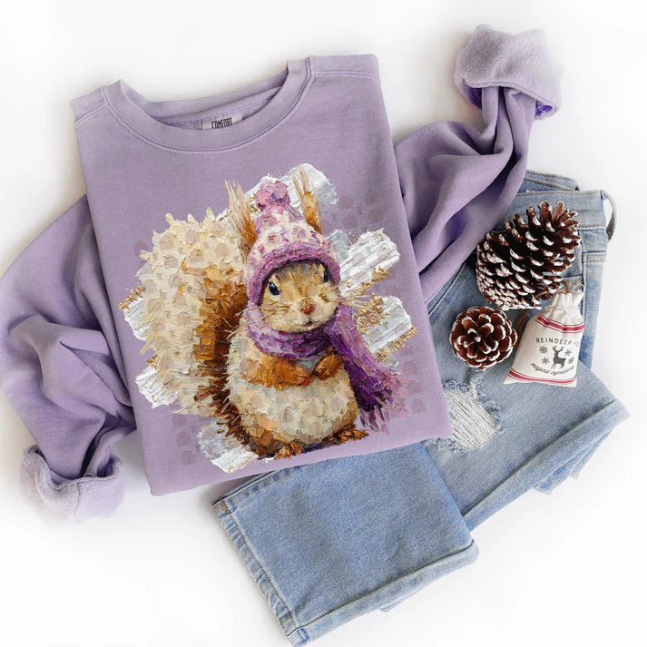 Squirrel Faux Hand Painted Design