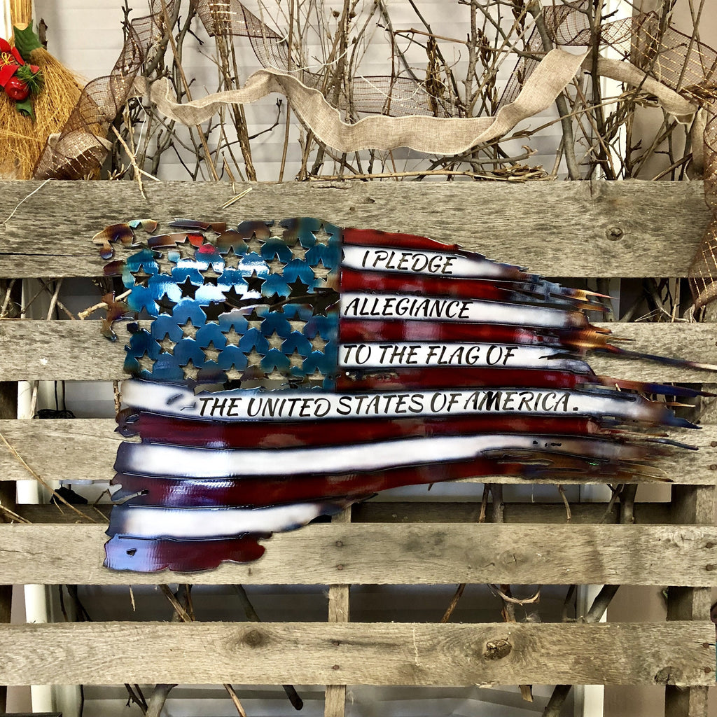 War Torn American Flag Metal Wall Art
