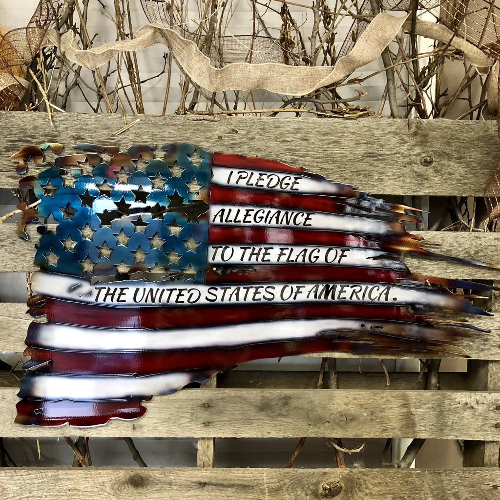 War Torn American Flag Metal Wall Art