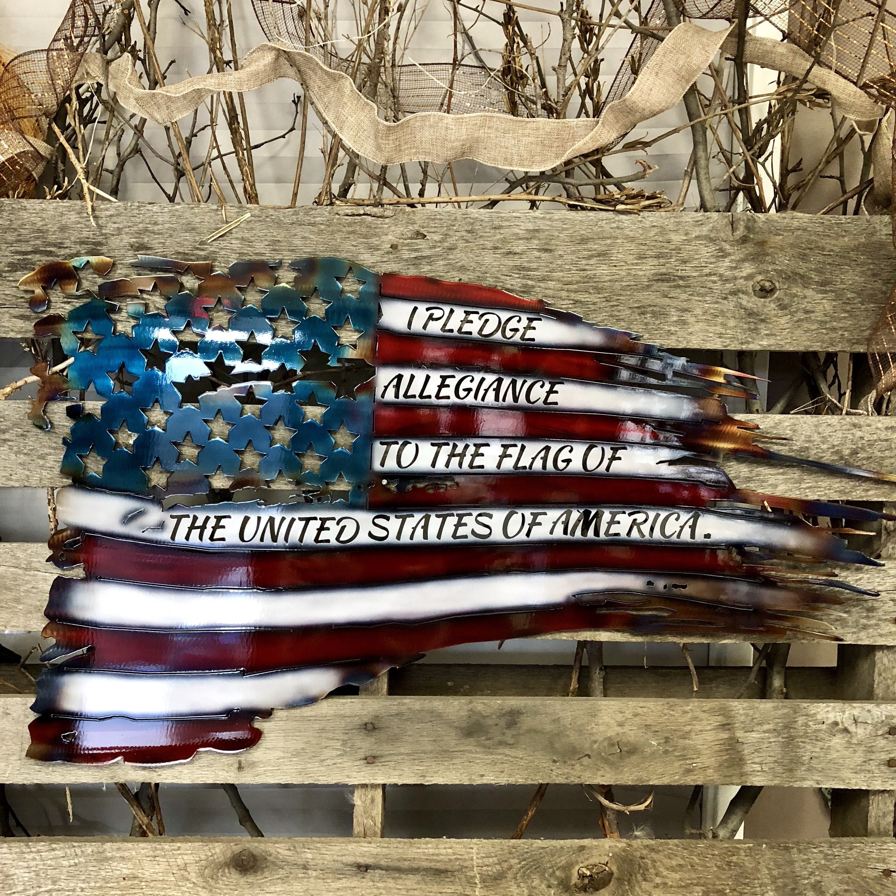 War Torn American Flag Metal Wall Art
