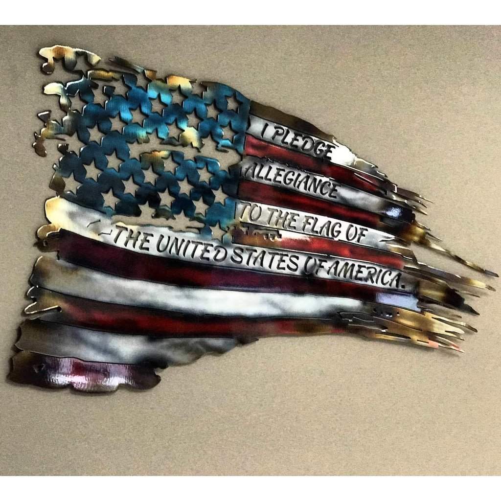 War Torn American Flag Metal Wall Art