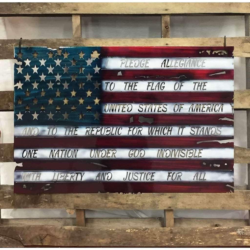 Weathered American Flag Metal Wall Art