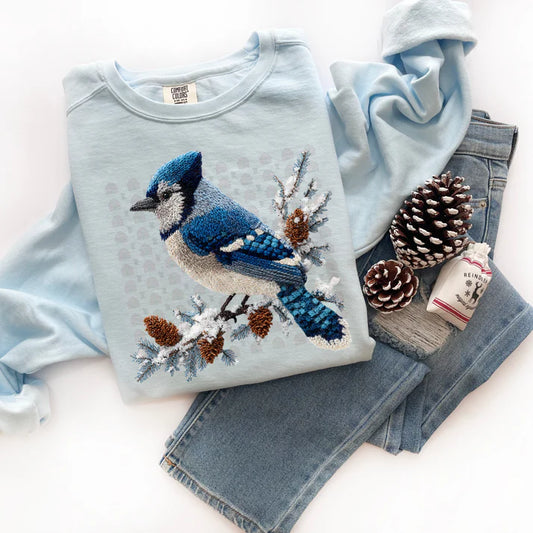 Blue Jay Faux Latch Hook Design