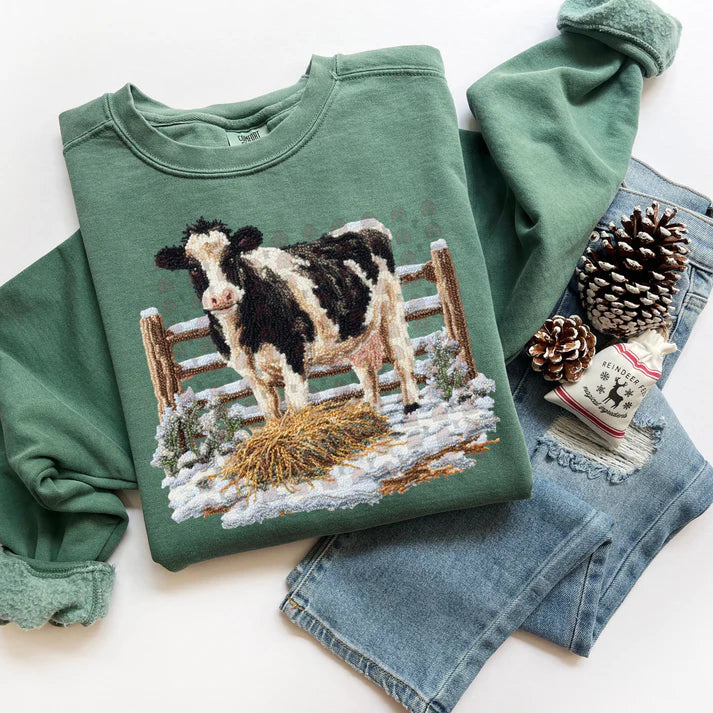 Cow Latch Hook Faux Design