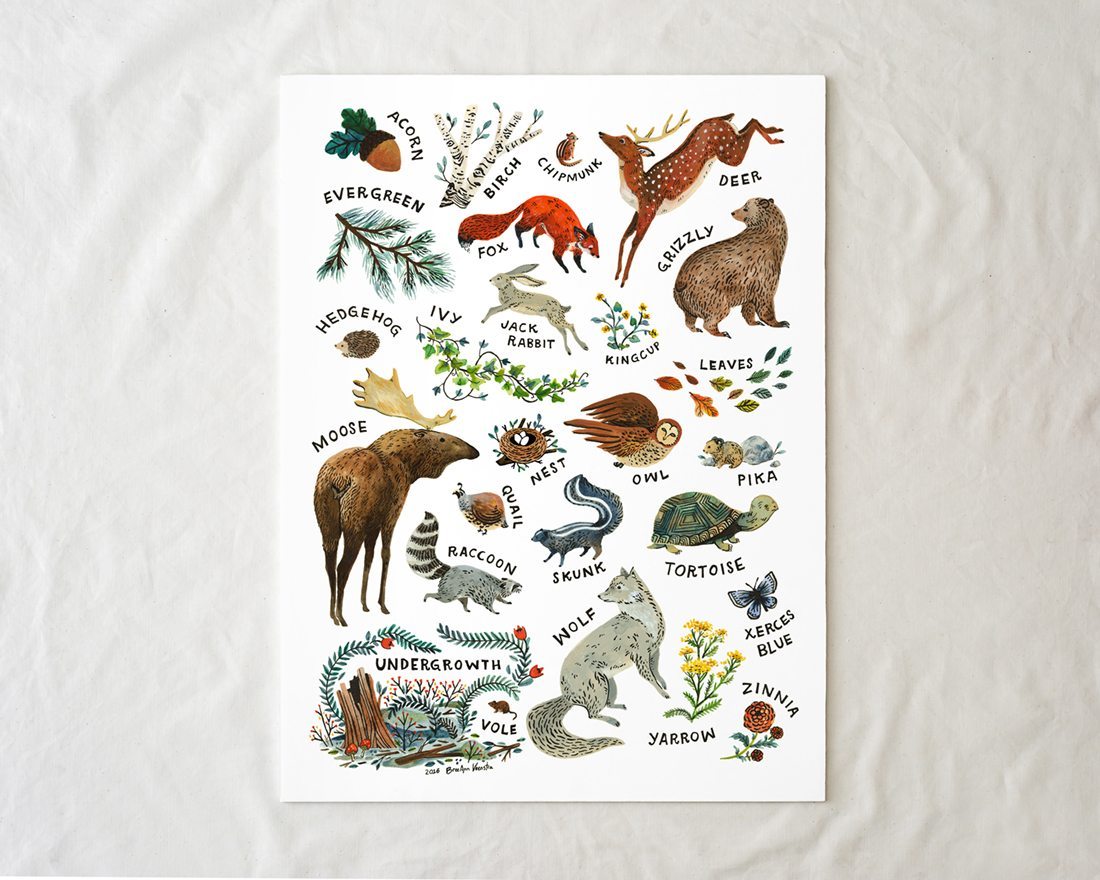 Woodland Alphabet Art Print